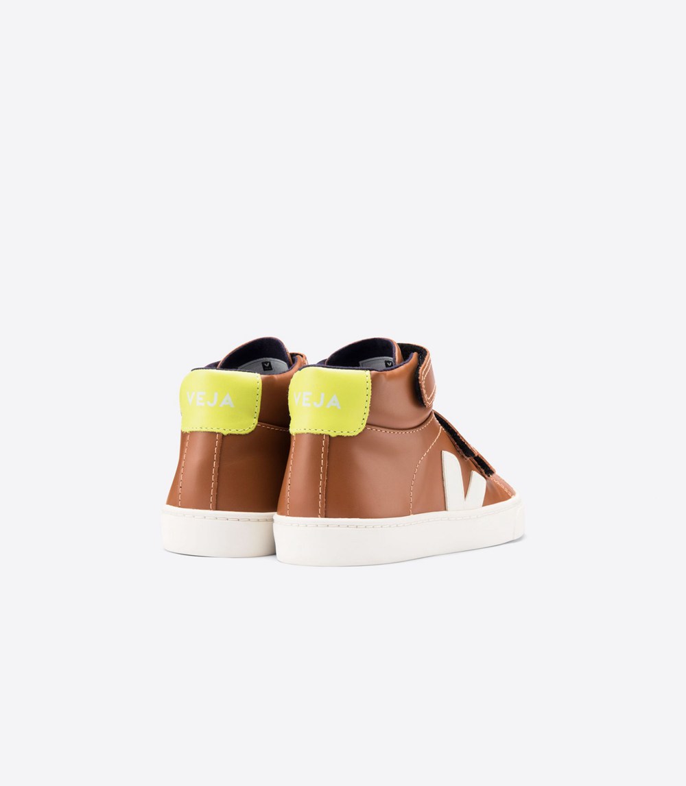 Veja Sneakers Kids - Esplar Mid Velcro Leather - Brown/White - 9316USZTN